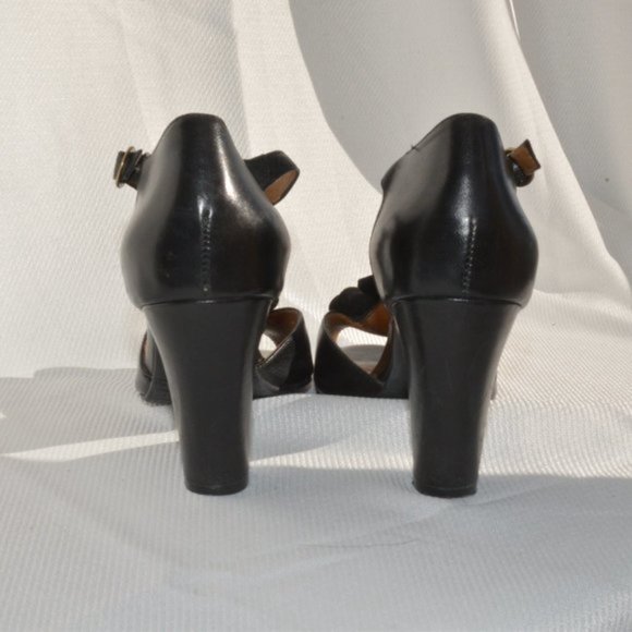 Miz Mooz Sailor Black Leather T-Strap Heels Sz 6.5 - Picture 4 of 12